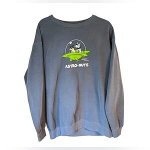 Teddy The Dog Astro-Nuts Men’s Steel Blue Crew Neck Graphic Sweatshirt Size L